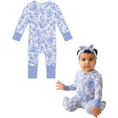 Posh Peanut Convertible Baby Sleepers - Girls Footless Baby Pajamas with 2 Way Zipper for Easy Diaper Changes - Briar, Newborn