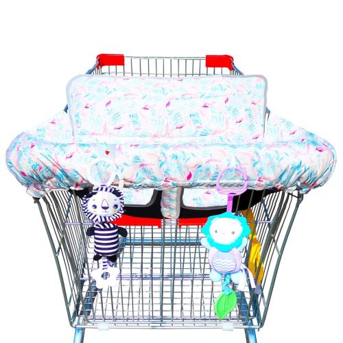2 in 1 Shopping Cart Cover&High Chair Cover for Restaurant Seat, Grocery Cart Cover for Baby Infant Toddler Girl/Boy Reversible, Machine Washable (Light Pink)