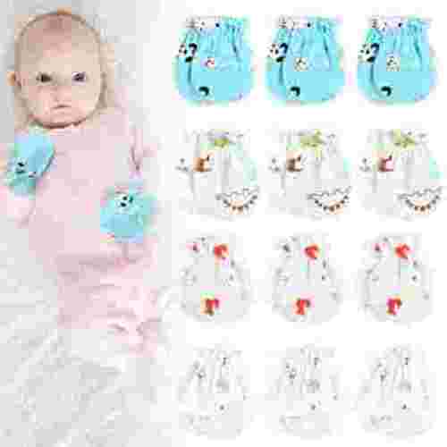 Deago 12 Pairs Newborn Baby Cotton Mittens No Scratch Gloves Unisex Newborn Mittens for Baby Boys Girls 0-6 Months