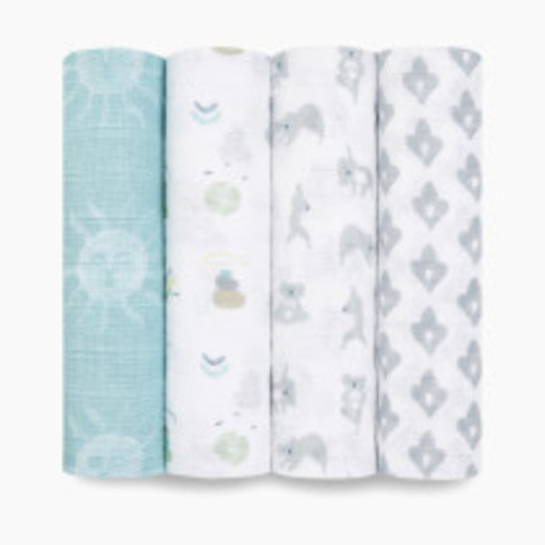 Aden + Anais Cotton Muslin Swaddle 4-Pack - Now + Zen