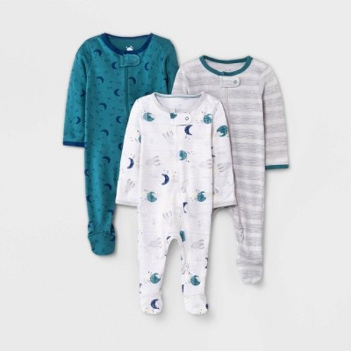Baby Boys' 3pk Pandas Zip-Up Sleep N' Play - Cloud Island™ Heather Gray, Color: Navy Blue, Size: 0-3M