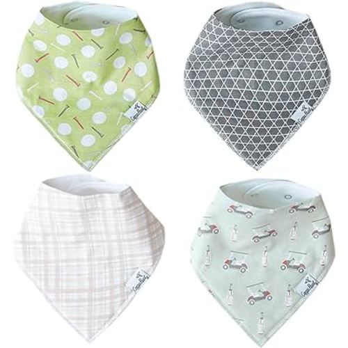 Copper Pearl Baby Bandana Bibs - 4 Pack Soft Cotton Baby Bibs for Drooling and Teething, Absorbent Drool Bibs for Baby Girl and Boy, Adjustable to Fit Newborns to Toddlers, Tons of Styles (Bogey)
