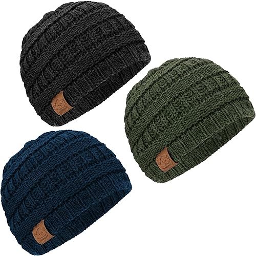 3-Pack Baby Beanies, Baby Hats - Newborn Hats, Toddler Winter Hat, Baby Boy Hats, Baby Girl Hats, Newborn Beanie, Baby Winter Hat, Baby Hat, Baby Girl, Boy Beanie, Infant Toddler Beanies (Urban, M)