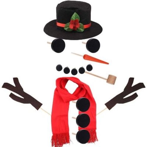 iMountek"16Pcs Snowman Decorating Kit with Hat, Scarf, Eyes, Mouth, Nose for Winter Party & Christmas Decor"MultiColor