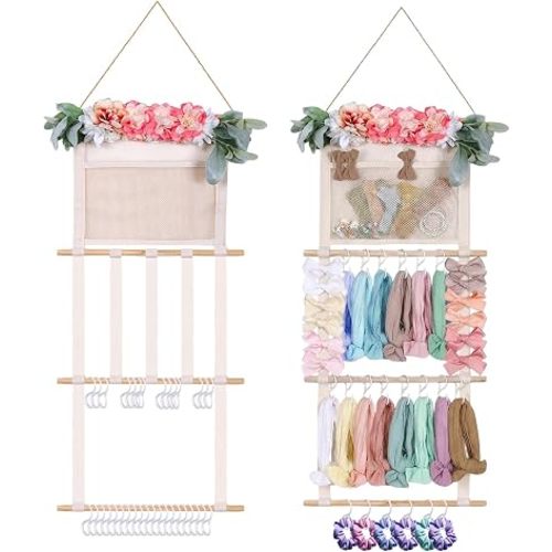 Headband Holder Hair Bows Organizer for Baby Girls, Bow Holder Hair Accessories Headband Organizer Display Storage Wall Hanging Decor for Baby Nursery Girls Room
