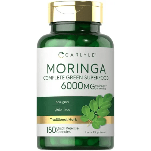 Carlyle Moringa Oleifera | 180 Capsules | Non-GMO and Gluten Free Supplement | Complete Green Superfood | from Moringa Leaf Powder