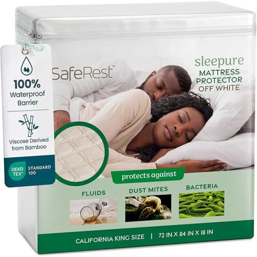 SafeRest Sleepure Waterproof Mattress Protector Crib Size - Viscose Derived from Bamboo - Fitted with Stretchable Pockets - Machine Washable Cotton Crib Mattress Cover for Bed