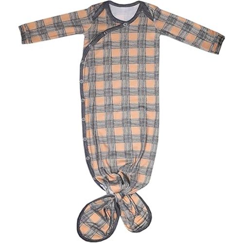Copper Pearl Baby Gown - Knotted Newborn Sleepers for Baby Boy and Girl, Soft Stretchy Long Sleeve Infant Gowns with Bottom Tie and Hand Mittens, Perfect Hospital Coming Home Outfit (Billy)
