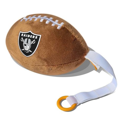 Las Vegas Raiders Plush Football Pacifier Holder by Smilo - Officially Licensed NFL Soother Holder - Soft Plush Toy and Dummy Holder - Fits Any Pacifier - Stroller Accessory & Newborn Essential