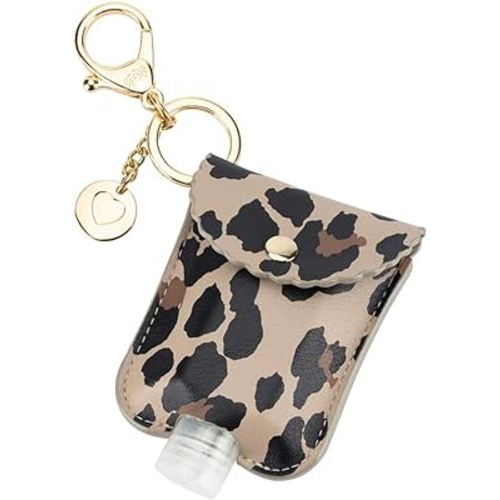 Itzy Ritzy Hand Sanitizer Holder - Hand Sanitizer Case Keychain Fits 2-Ounce Bottles of Sanitizers (Not Included) - Clips to Diaper Bag, Purse or Travel Bag (Leopard)