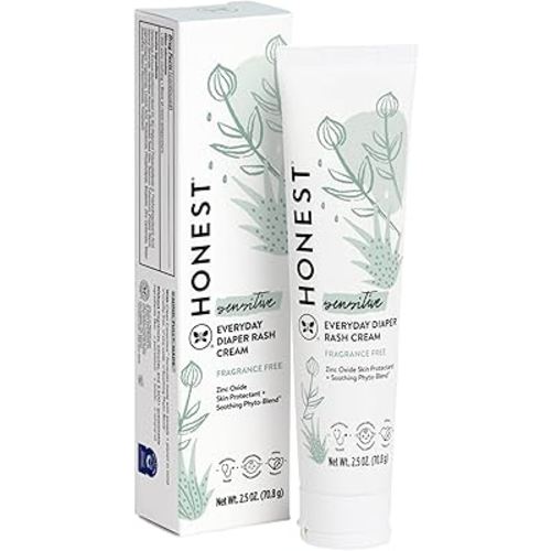 The Honest Company Hypoallergenic Diaper Rash Cream | Moisturizing + Calming Zinc Oxide Ointment | NEA Recognized, Cruelty Free | 2.5 oz