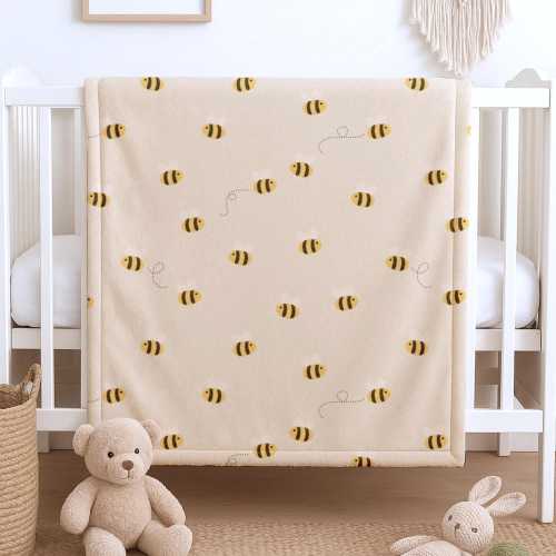 Sweet Honey bee Baby Blanket, Soft Fleece Infant Swaddle, Baby Shower & New Mom Present, Newborn Essentials, Mother’s Day Gift