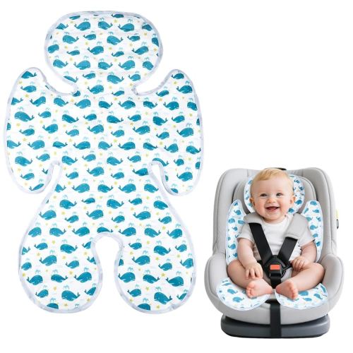 KAKIBLIN Baby Car Seat Cooling Pad,Universal Double Sided Ice Car Seat Cooler Pad for Baby Children and Kids,Durable Gel Babies Cooling Mat Cushion for Stroller,Chair,Keep Cool in Summer (Blue Whale)