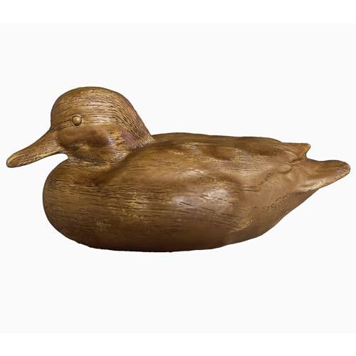 Huitony Duck Statue Home Decor Knick Knacks Duck Sculpture Hand Carved Shelf Decor for Home, Office Desk Cute Animal Figurine Unique Gift for Holidays Housewarming (Brown)