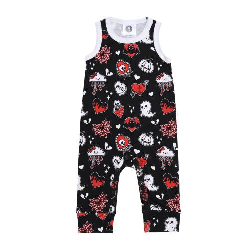 Hearts & Cobwebs printed baby romper