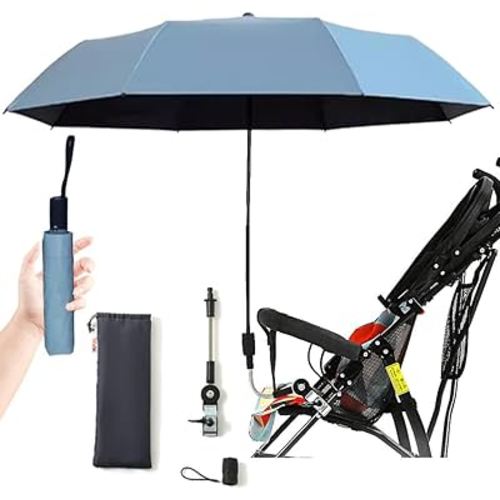 Universal Baby Parasol, Baby Stroller Sun Shade Sun Protection Sun Shade for Strollers, Waterproof Umbrella for Trolley Bike, Bicycle Umbrella with Holder Clip Clamp (sky blue)