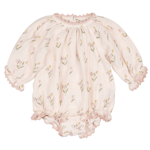 Gauze Romper in Tulips