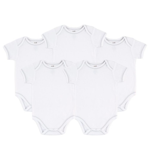 Touched by Nature Organic Bodysuit 5-Pack - 3-6 Months - White