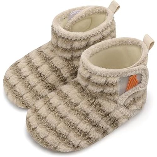 BARERUN Toddler Slippers Girls Boys House Shoes Baby Winter Booties Plush Cozy Kids House Slipper Warm Lightweight Infant Walking Shoes Socks