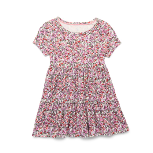 Wonder Nation Toddler Girls Printed Tiered Dress with Pocket, Sizes 12M-5T