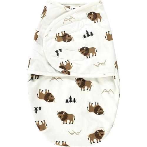 Hudson Baby Unisex Baby Plush Faux Fur Swaddle Wrap, Wild Buffalo, 0-3 Months