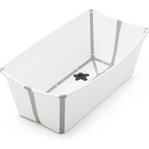 Stokke Flexi Bath, White - Foldable Baby Bathtub - Lightweight, Durable & Easy to Store - Convenient to Use at Home or Traveling - Best for Newborns & Babies