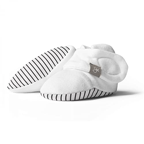 goumikids goumiboots Soft Stay On Booties Keeps Feet Warm Adjusts to Fit as Baby Grows (0-3 Months Hello Baby Brown - Stripe (Gray))