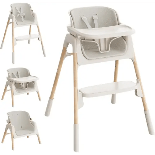 Mloong High Chair for Babies and Toddlers - Adjustable 4-in-1 Baby High Chairs with Dishwasher Tray, Easy Clean Highchair, Beige