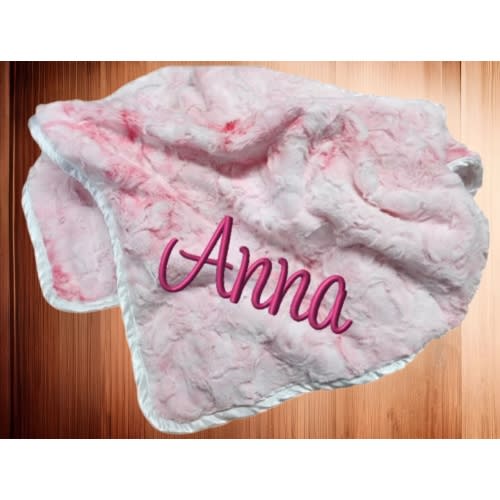 Pink and White Tie Dye Minky Blanket
