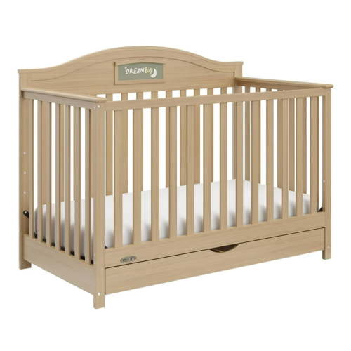 Graco Story 5-in-1 Convertible Baby Crib with Drawer and Reversible Headboard, Driftwood