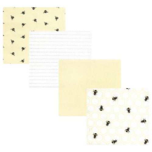 Hudson Baby Cotton Poly Flannel Receiving Blankets, Honey Bee, One Size