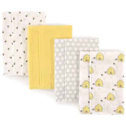 Hudson Baby Unisex Baby Cotton Flannel Burp Cloths, Bee, One Size
