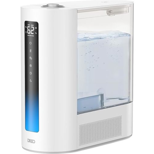 Dreo 6L Humidifier Large Room, Warm & Cool Mist Humidifiers for Bedroom, 60H Runtime, 12H Timer, Top Fill, Humidity Indicator Light, Baby, Plants, Easy Clean, HM713