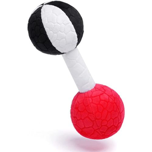 Jollybaby Soft Plush Baby Dumbbell Rattle Toys, 0-3-6 Months Newborn, High Contrast Black & White Sensory Rattles Weight Lifting Toy, Funny Baby Boy Girl Shower Gift