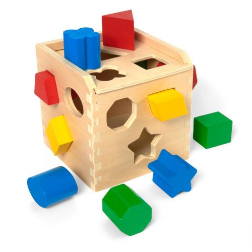 Melissa & Doug Shape Sorting Cube - Classic Wooden Toy With 12 Shapes: Fine Motor Skills Educational Toddlers Toy