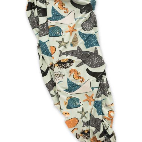 Shells and Bows Bamboo Stretchy Swaddle – Soft & Breathable Newborn Baby Blanket by Ellie Sue