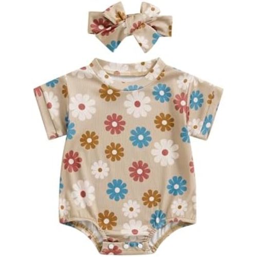 FYBITBO Newborn Infant Baby Girls Clothes Summer Short Sleeve Rompers Bubble Bodysuit Cute Outfit One Piece Clothing