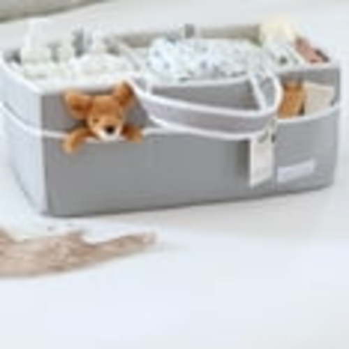 Extra Large Baby Diaper Caddy Organizer - Neutral Baby Shower Gift for Baby Boys or Girls (Gray/Gray)