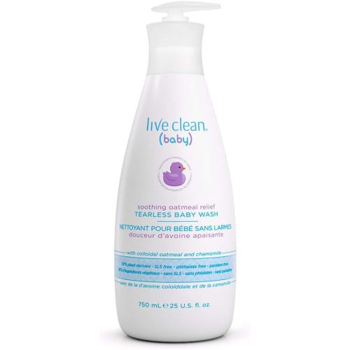 Live Clean Baby Tearless Baby Wash, Soothing Oatmeal Relief, White, 750 ml (Pack of 1)