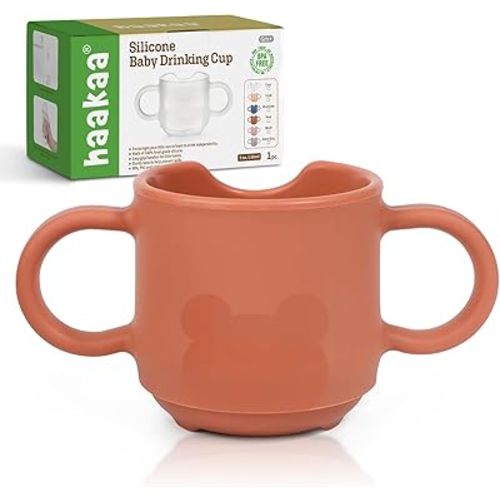 haakaa Silicone Baby Training Cup, Toddler Learning Open Cup for Baby 6 Months+, Drop-Proof BPA Free, 5 Ounce (Red)
