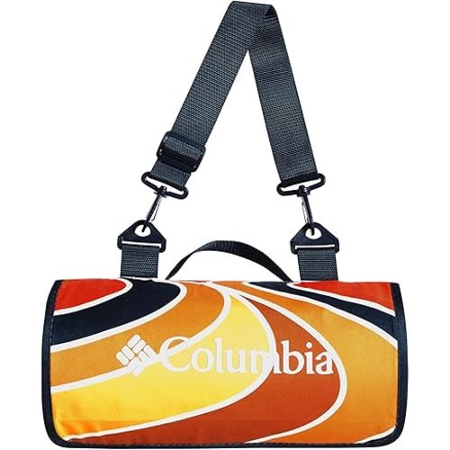 Columbia 72" x 72" Lightweight Packable Tote Blanket - Warm & Cozy Outdoor Essentials for Camping, Picnics, and Adventures, 100% Polyester Fill, Waterproof Printed Microfiber - Sun Trek