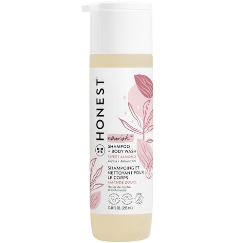 The Honest Company 2-in-1 Cleansing Shampoo + Body Wash | Gentle for Baby | Naturally Derived, Tear-free, Hypoallergenic | Sweet Almond Nourish, 10 fl oz
