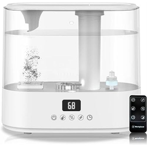 Westinghouse Humidifier and Air Purifier all in one combo with Smart Humidity Sensor Control for Bedrooms with Essential Oil Diffuser and Remote, White