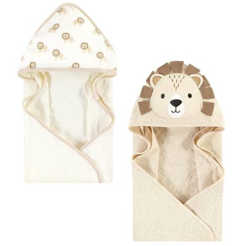 Hudson Baby Unisex Baby Cotton Animal Face Hooded Towel, Lion, One Size