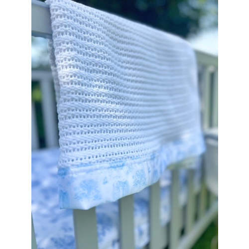 Cellular Baby Blanket - Spring Toile Blue
