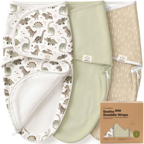 KeaBabies 3pk Organic Swaddle Sleep Sacks Baby, Newborn Swaddles Wrap 0-3 Months, Soft Premies Wearable Swaddle Blanket (Dino Ridge, OS)