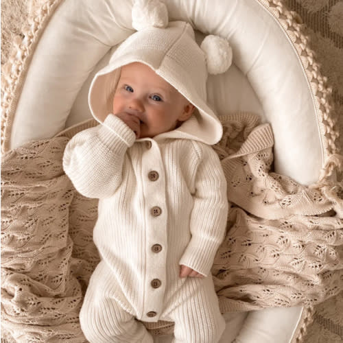 Little B's Classic Hoodie Jumpsuit - Milk