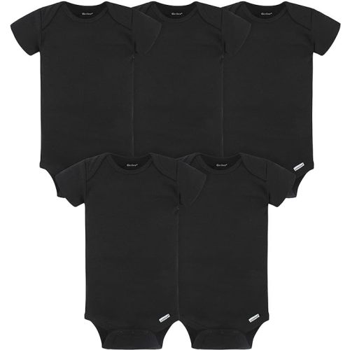 Gerber Baby-Girls 5-Pack Solid Onesies Bodysuits - Black