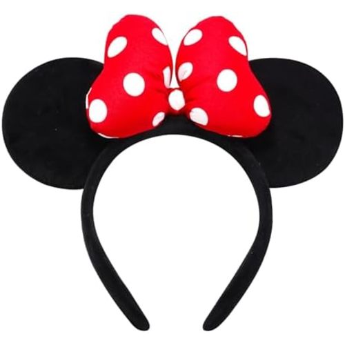 Handmade Mouse Ears Headband for Women and Ladies, Polka Dot Bow Minnie Ears Costume Accessories
