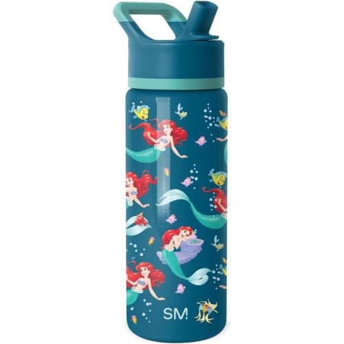 Simple Modern Kids Summit Water Bottle with Straw Lid | Disney The Little Mermaid Ariel 18oz Stainless Steel Cup Insulated Tumbler for Girls, School | Ariel's Day Dream